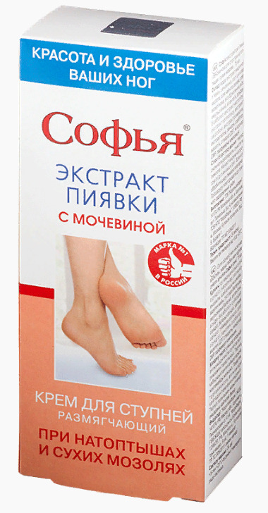Софья с экстрактом пиявки и мочевиной для ступней при натоптышах и сухих мозолях, крем для ног, 75 мл, 1 шт. фото