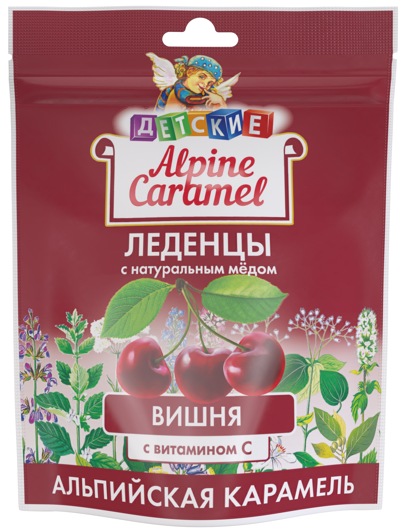 Альпийская карамель Детские леденцы с натуральным медом, леденцы, 75 г, 1 шт, вишня фото