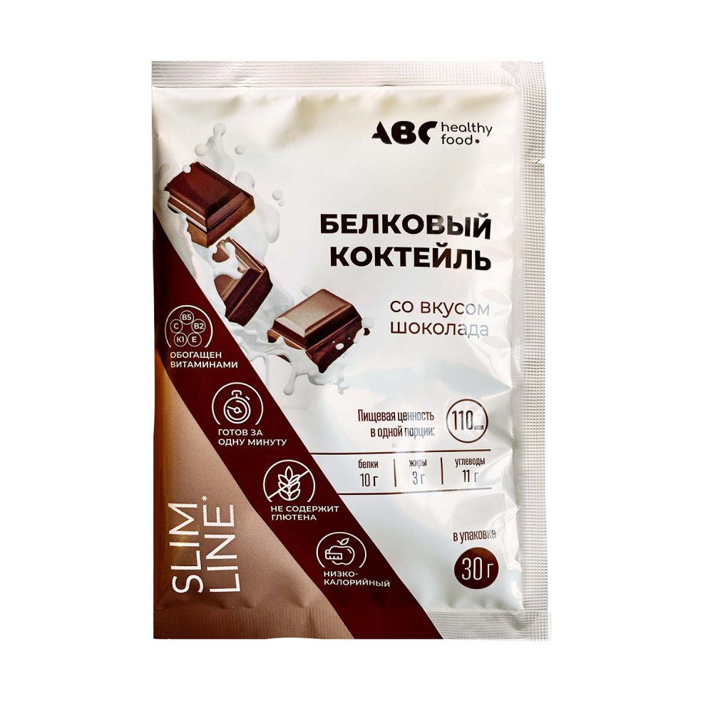 ABC Хэлси Фуд Slim Line Провита белковый коктейль, порошок, 30 г, 1 шт, со вкусом шоколада фото