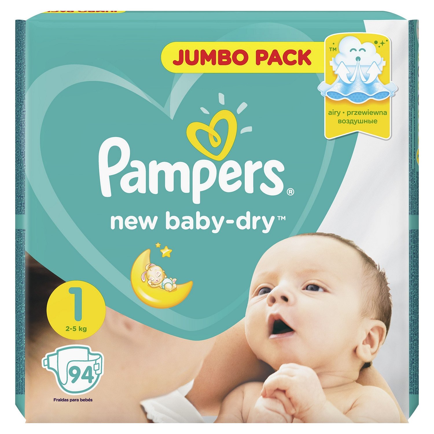 Pampers New baby-dry Подгузники детские, р. 1, 94 шт, 2-5 кг фото