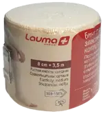 Lauma Бинт эластичный медицинский, 3.5м х 8см, 1 шт, с двумя фиксаторами, средней растяжимости фото
