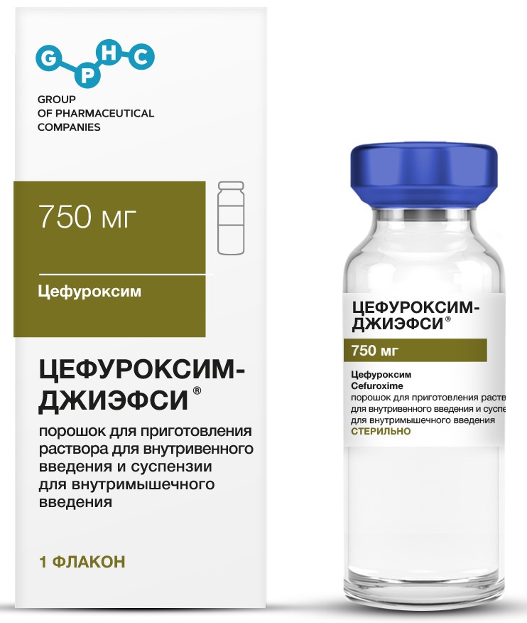 Цефуроксим-Джиэфси, 750 мг, порошок для приготовления раствора для внутривенного и внутримышечного введения, 1 шт. фото