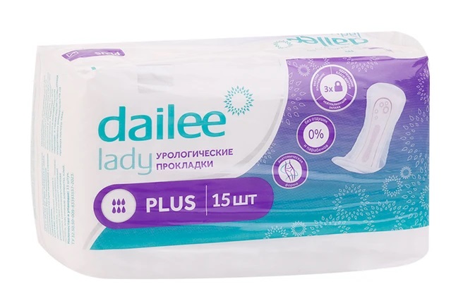Dailee Lady Plus Прокладки урологические женские, прокладки гигиенические, 15 шт, 6 капель фото
