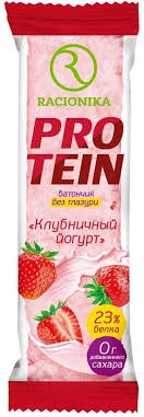 Racionika Батончик высокобелковый, 45 г, 1 шт, клубничный йогурт фото