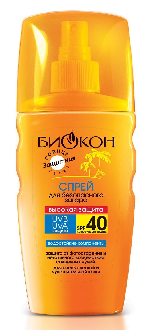 Биокон Солнце Спрей для безопасного загара SPF40, спрей, 160 мл, 1 шт. фото