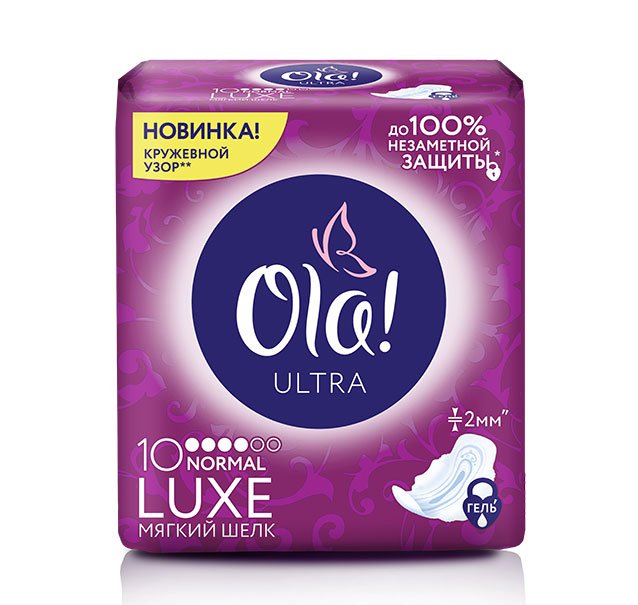 Ola! Ultra Luxe Normal Прокладки Мягкий шелк, прокладки гигиенические, 10 шт, ультратонкие фото