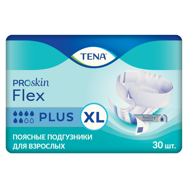 Tena Flex Plus Подгузники для взрослых, Extra Large XL (4), 30 шт, 105-153 см фото