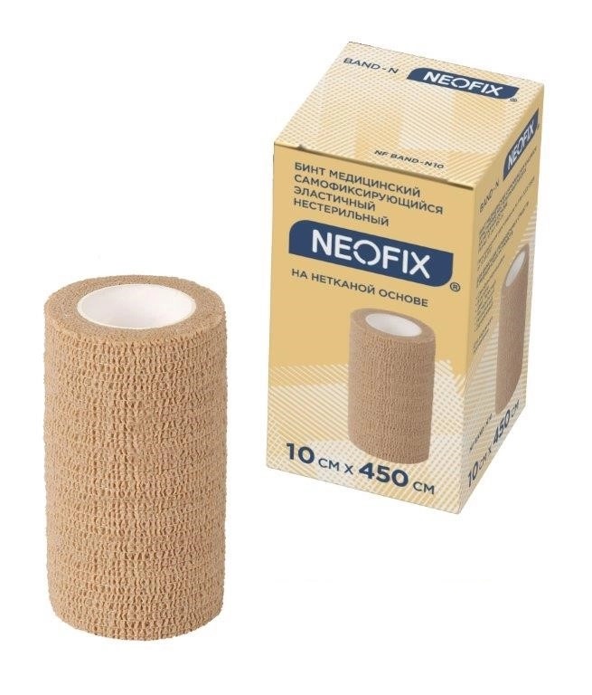 Neofix Band-N Бинт медицинский эластичный самофиксирующийся нестерильный, 10 см х 4.5 м, пластырь медицинский, 1 шт, нетканая основа фото