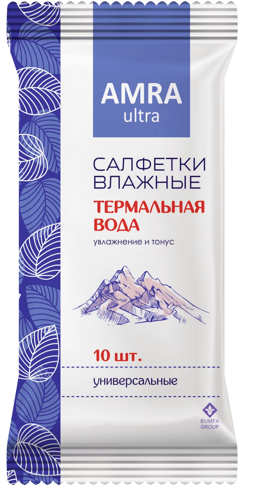 Amra Салфетки влажные универсальные, 10 шт, с термальной водой фото