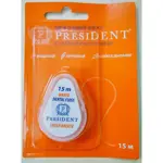 PresiDENT зубная нить мята и фтор вощеная, 15 М, нить зубная, 1 шт. фото