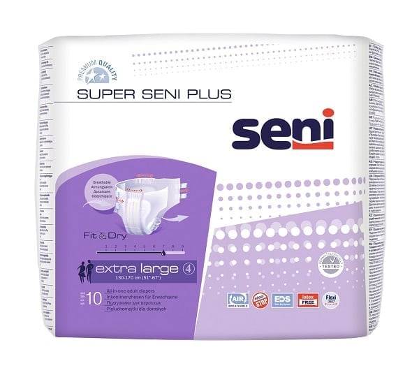 Seni Super Plus Подгузники для взрослых, Extra Large XL (4), 10 шт, 130-170 см фото