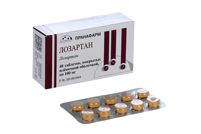Лозартан, 100 мг, таблетки, покрытые пленочной оболочкой, 40 шт. фото