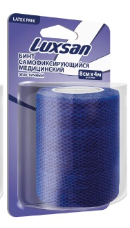 Luxsan Бинт эластичный самофиксирующийся на полипропиленовой основе, 8 см х 4 м, бинт эластичный, 1 шт, синий фото