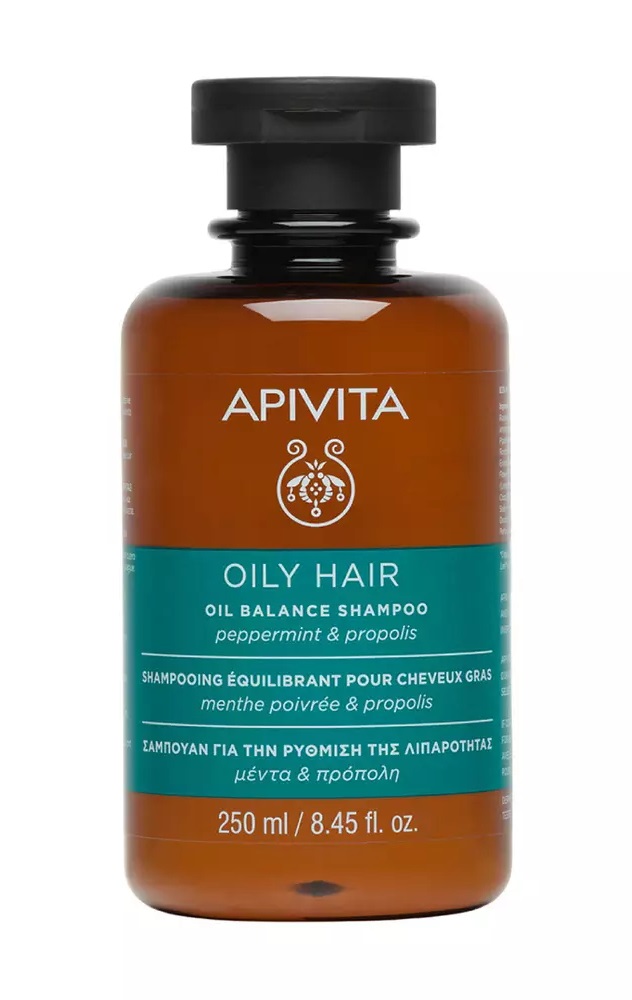 Apivita Шампунь балансирующий для жирных волос с мятой перечной и прополисом, шампунь, 250 мл, 1 шт. фото