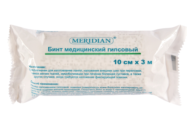 Meridian Бинт гипсовый, 10 см х 3 м, 1 шт. фото