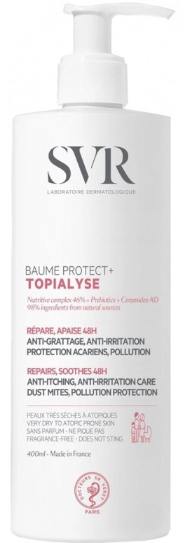 SVR Topialyse Protect+, бальзам для тела, 400 мл, 1 шт, для ухода за сухой и атопичной кожей фото