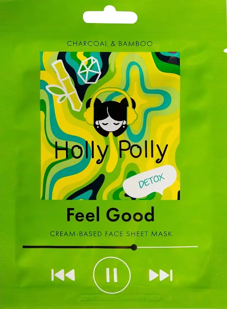 Holly Polly Маска тканевая для лица на кремовой основе, маска, 22 г, 1 шт, с углем и экстрактом бамбука фото