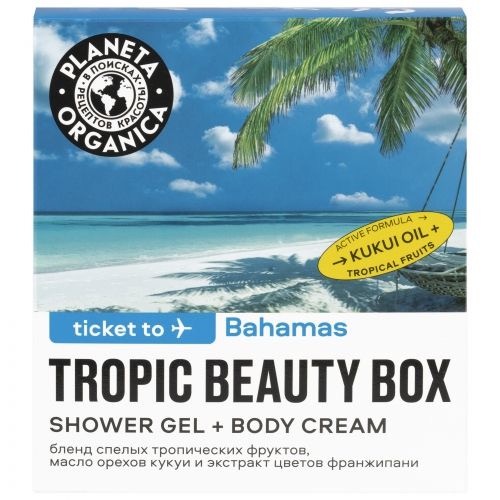 Planeta Organica Ticket to Bahamas гель для душа 250 мл + крем увлажняющий 250 мл, набор, 1 шт. фото