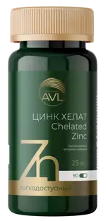AVL Цинк хелат, 25 мг, капсулы, 90 шт. фото