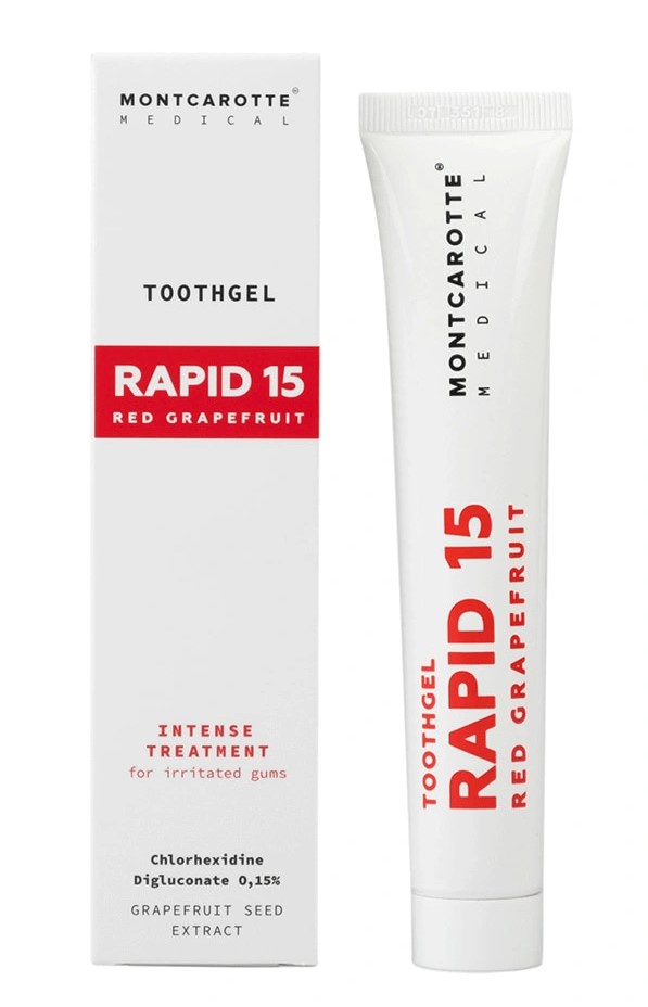 Montcarotte Rapid 15 Зубная паста гелеобразная, паста зубная, 50 мл, 1 шт, красный грейпфрут фото