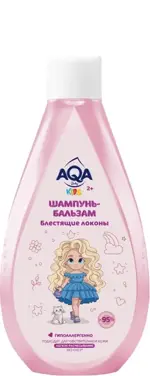 AQA baby kids Шампунь-бальзам для девочек блестящие локоны, шампунь - бальзам, 250 мл, 1 шт. фото