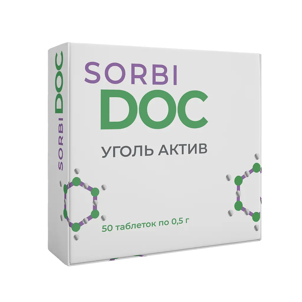 Sorbidoc Уголь актив, 500 мг, таблетки, 50 шт. фото