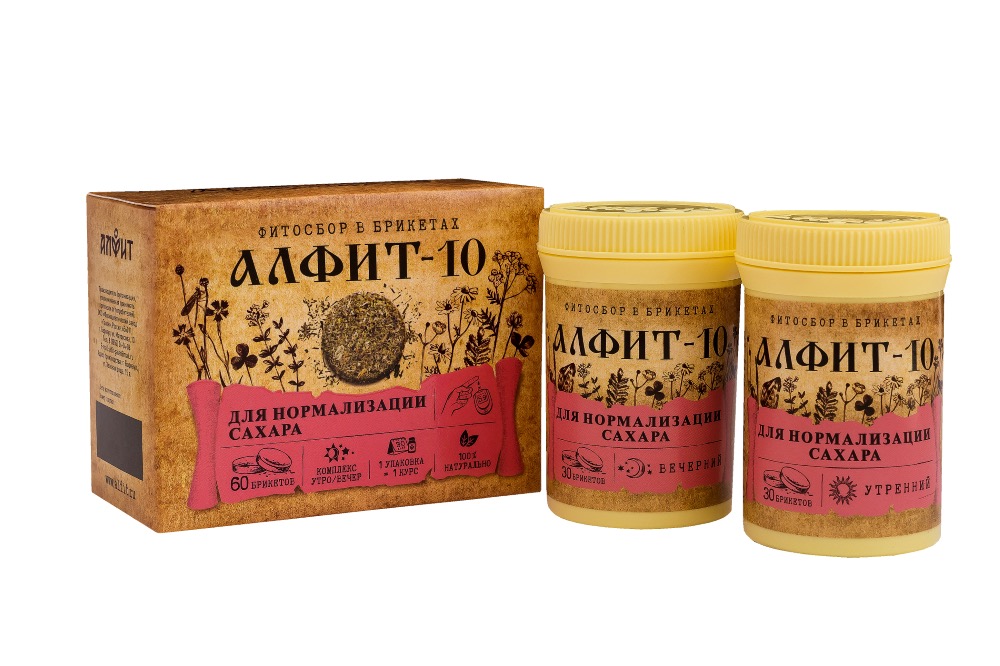 Алфит-10 при сахарном диабете, фиточай в брикетах, 2 г, 60 шт, утренний, вечерний фото