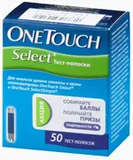 OneTouch Select, тест-полоски для определения уровня глюкозы в крови, 50 шт. фото
