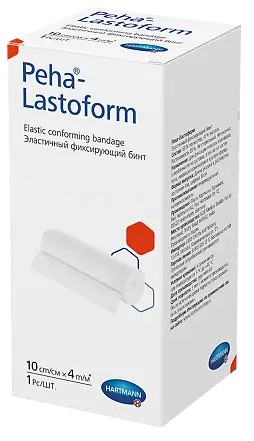 Peha-Lastoform Бинт эластичный фиксирующий, 10 см х 4 м, 1 шт, белый фото