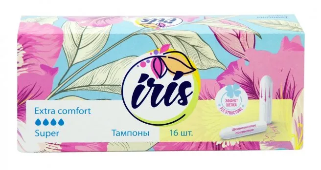 Ирис экстра комфорт супер, тампоны женские гигиенические, 16 шт, 4 капли фото