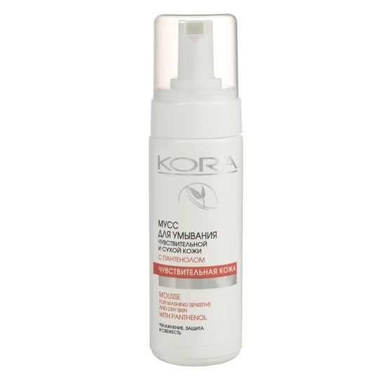 Kora Мусс для умывания с пантенолом, мусс, 160 мл, 1 шт, для сухой чувствительной кожи фото
