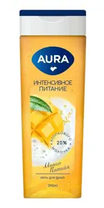 Aura Гель для душа, гель для душа, 390 мл, 1 шт, манго + папайя фото 