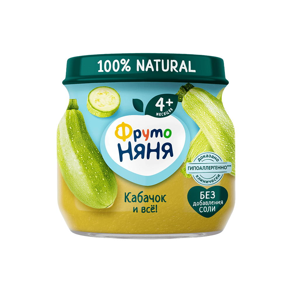 Фрутоняня детское пюре, пюре, 80 г, 1 шт, кабачок фото