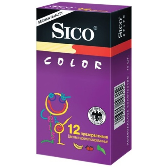 Презервативы Sico Color, презерватив, 12 шт, цветные, ароматизированные фото