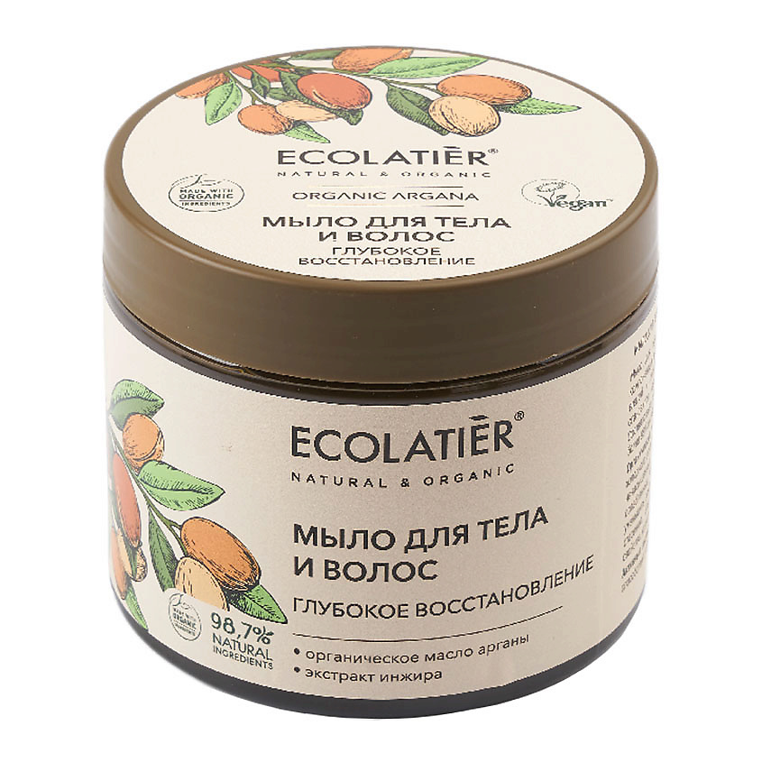 Ecolatier Organic Argana Мыло для тела и волос глубокое восстановление, мыло, 350 мл, 1 шт. фото