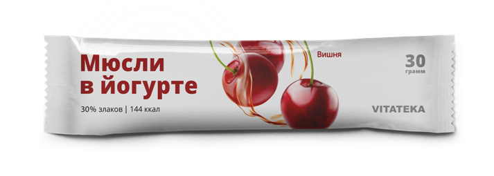 Витатека Мюсли в йогурте, батончик, 30 г, 1 шт, вишня фото