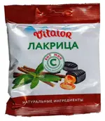 Виталор с витамином С, леденцы, 60 г, 1 шт, лакрица фото