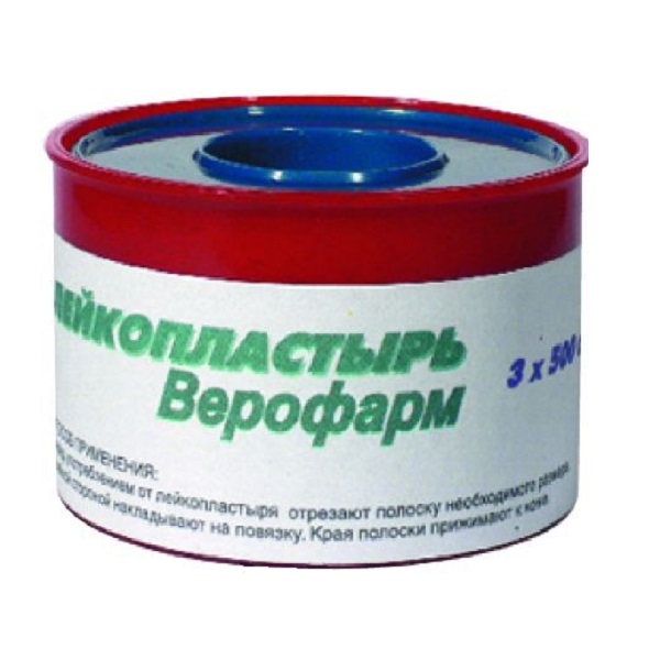 Верофарм Лейкопластырь фиксирующий, 3 см х 500 см, пластырь медицинский, 1 шт. фото