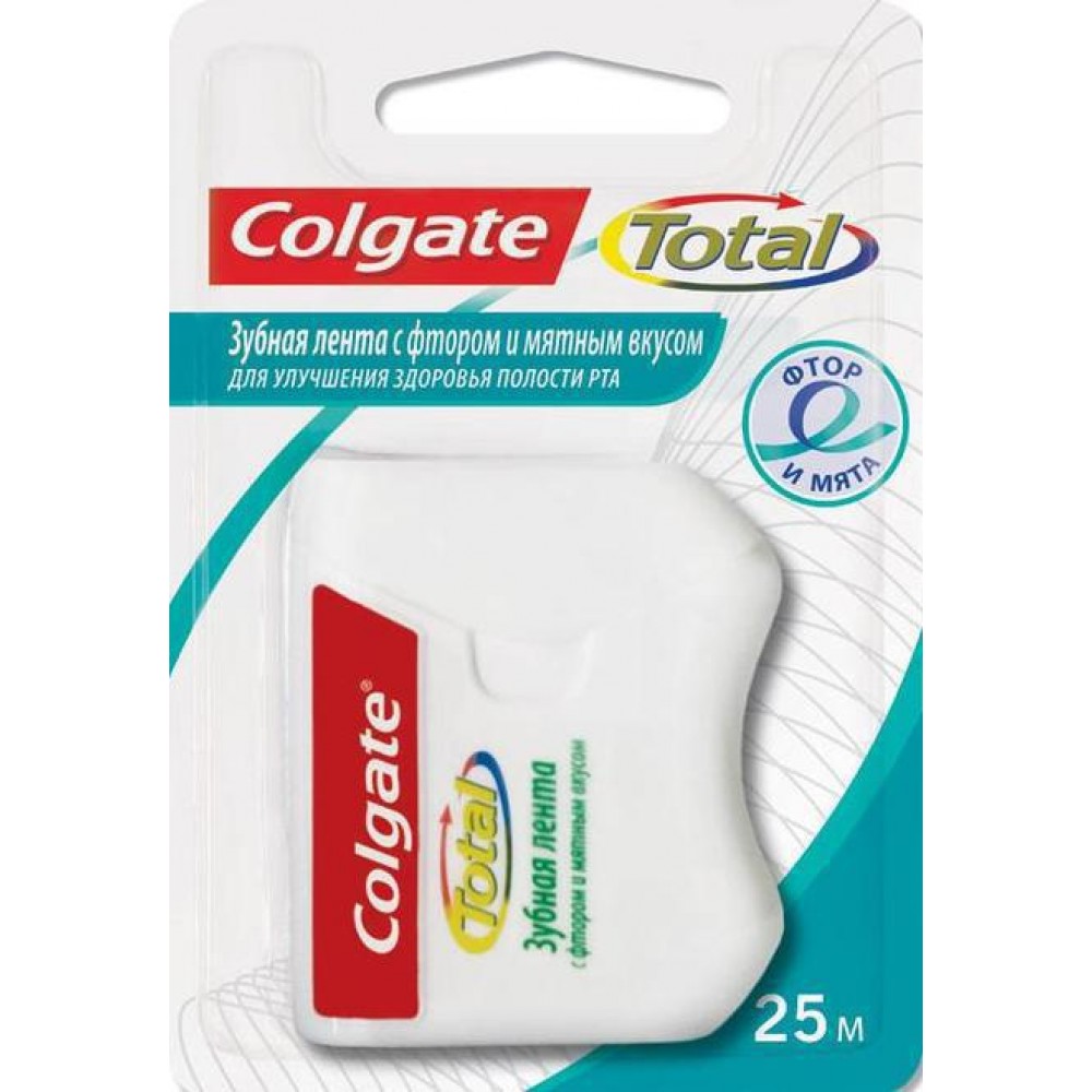 Colgate Total Зубная нить-лента со фтором и мятой, 25 м, 1 шт. фото