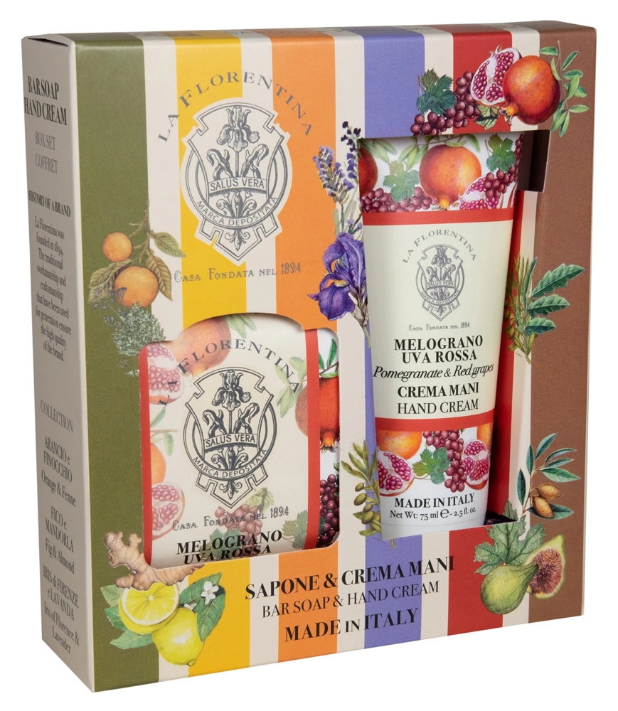 La Florentina Набор крем для рук 75 мл + мыло 106 г, набор, 1 шт, гранат + красный виноград фото