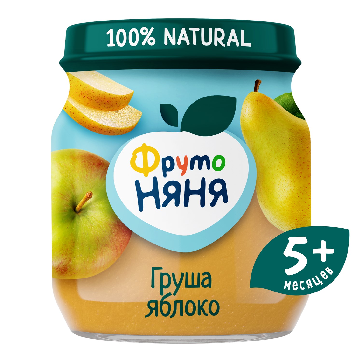 Фрутоняня детское пюре, пюре, 100 г, 1 шт, яблоко + груша фото