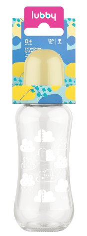 Lubby Бутылочка стеклянная с силиконовой соской, узкое горло, 0+ мес, 250 мл, 1 шт, арт. 16031 фото