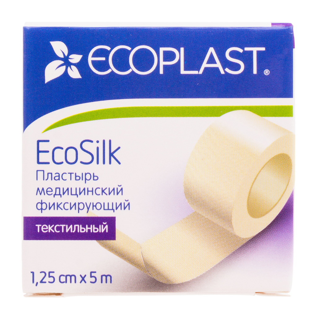 Ecoplast Ecosilk Пластырь фиксирующий, 1.25х500 см, пластырь медицинский, 1 шт, шелковая основа фото