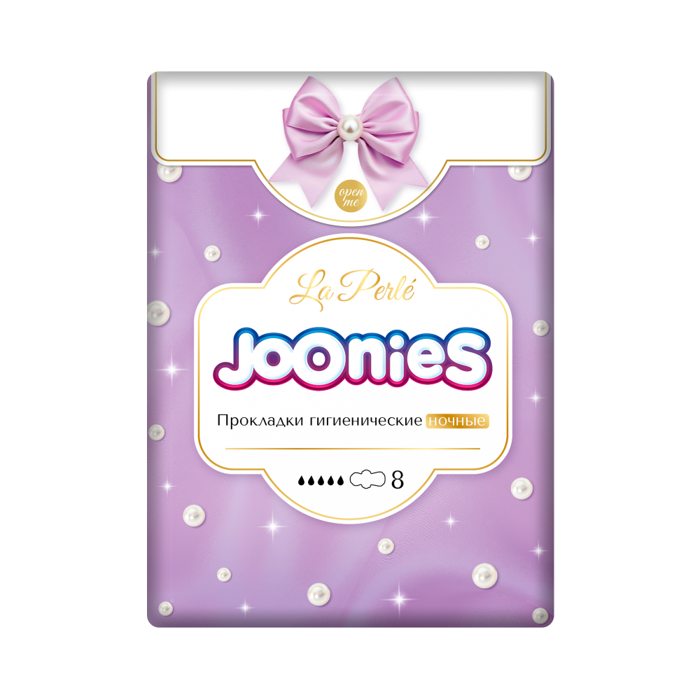 Joonies la perle Прокладки гигиенические ночные, прокладки гигиенические, 8 шт, 5 капель фото
