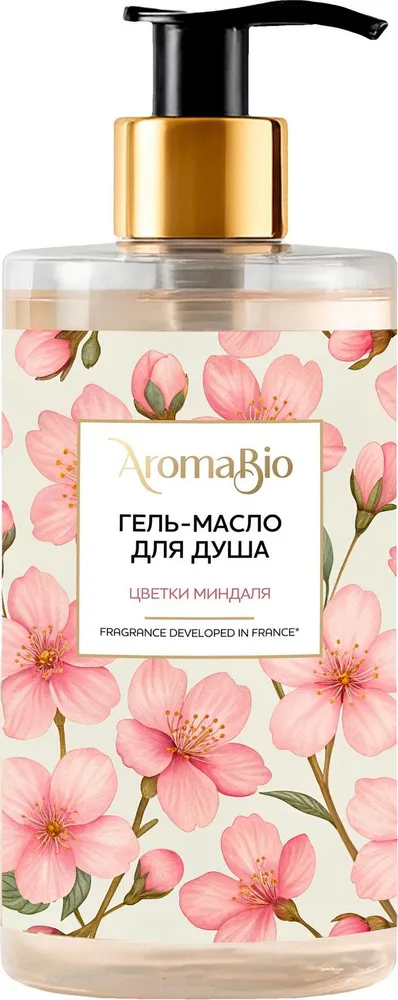 AromaBio гель-масло для душа, гель для душа, 420 мл, 1 шт, цветки миндаля фото