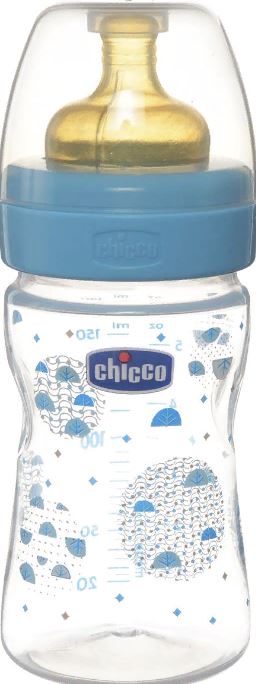 Chicco well being boy Бутылочка 0 мес+, 150 мл, 1 шт, арт. 5001, с рисунком, в ассортименте, с латексной соской фото