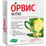 Орвис Флю, 500 мг+25 мг+200 мг, порошок для приготовления раствора для приема внутрь, 4.95г, 4 шт, лимон и имбирь фото