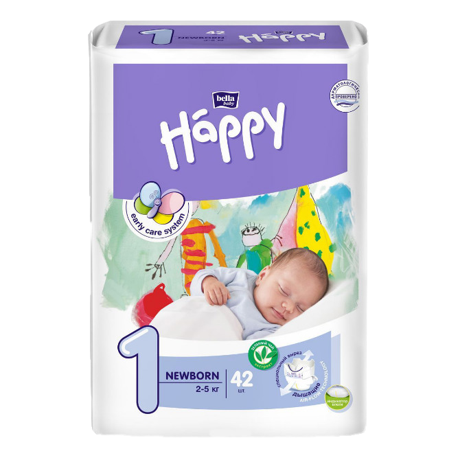 Bella Baby Happy Newborn Подгузники, р. 1, 42 шт, 2-5 кг фото
