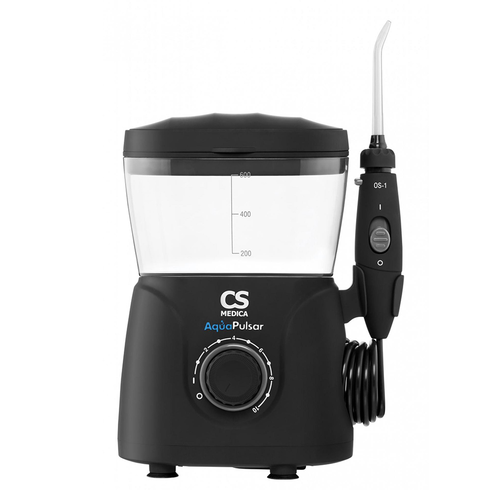 CS Medica Ирригатор полости рта AquaPulsar OS-1, ирригатор стационарный, 600 мл, 1 шт, черного цвета, 4 насадки фото