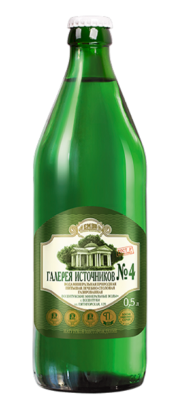 Галерея Источников №4 Вода минеральная газированная, вода минеральная, 0.5 л, 1 шт, в стеклянной бутылке фото